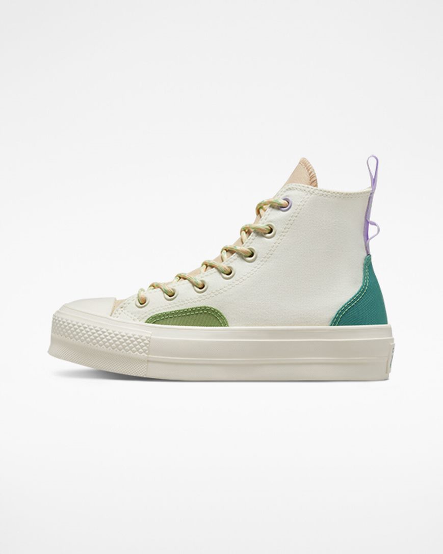 Topanky Na Platforme Converse Chuck Taylor All Star Lift Colorblock Overlay Vysoke Damske Béžové | SK EYFL113